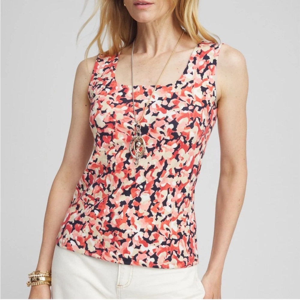 C- Chicos Floral Print square neck Tank Top NWT